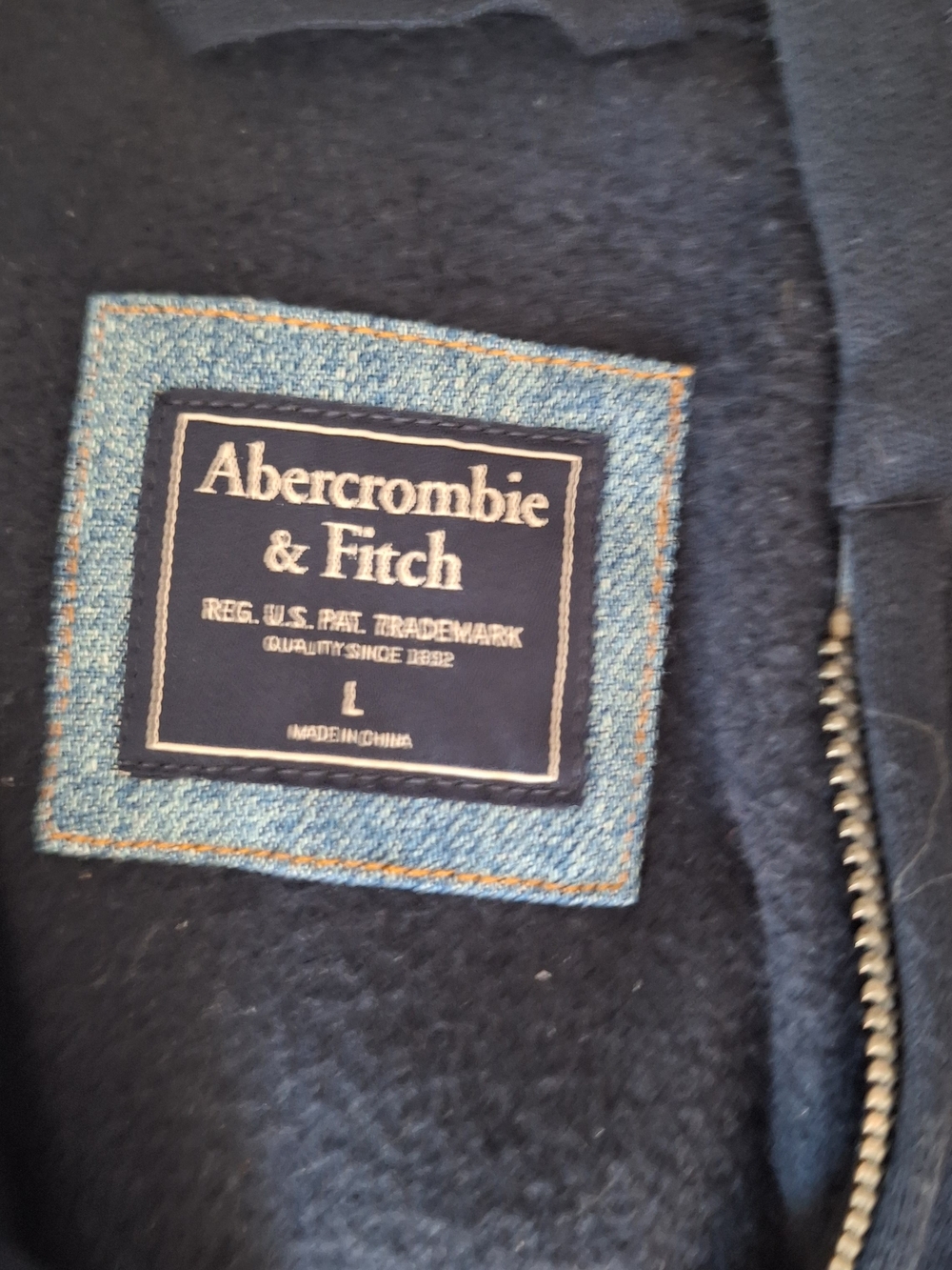 Abercrombie & Fitch 2 in 1 Denim Hoodie Jacket Size L Blue Hooded - Picture 3 of 6